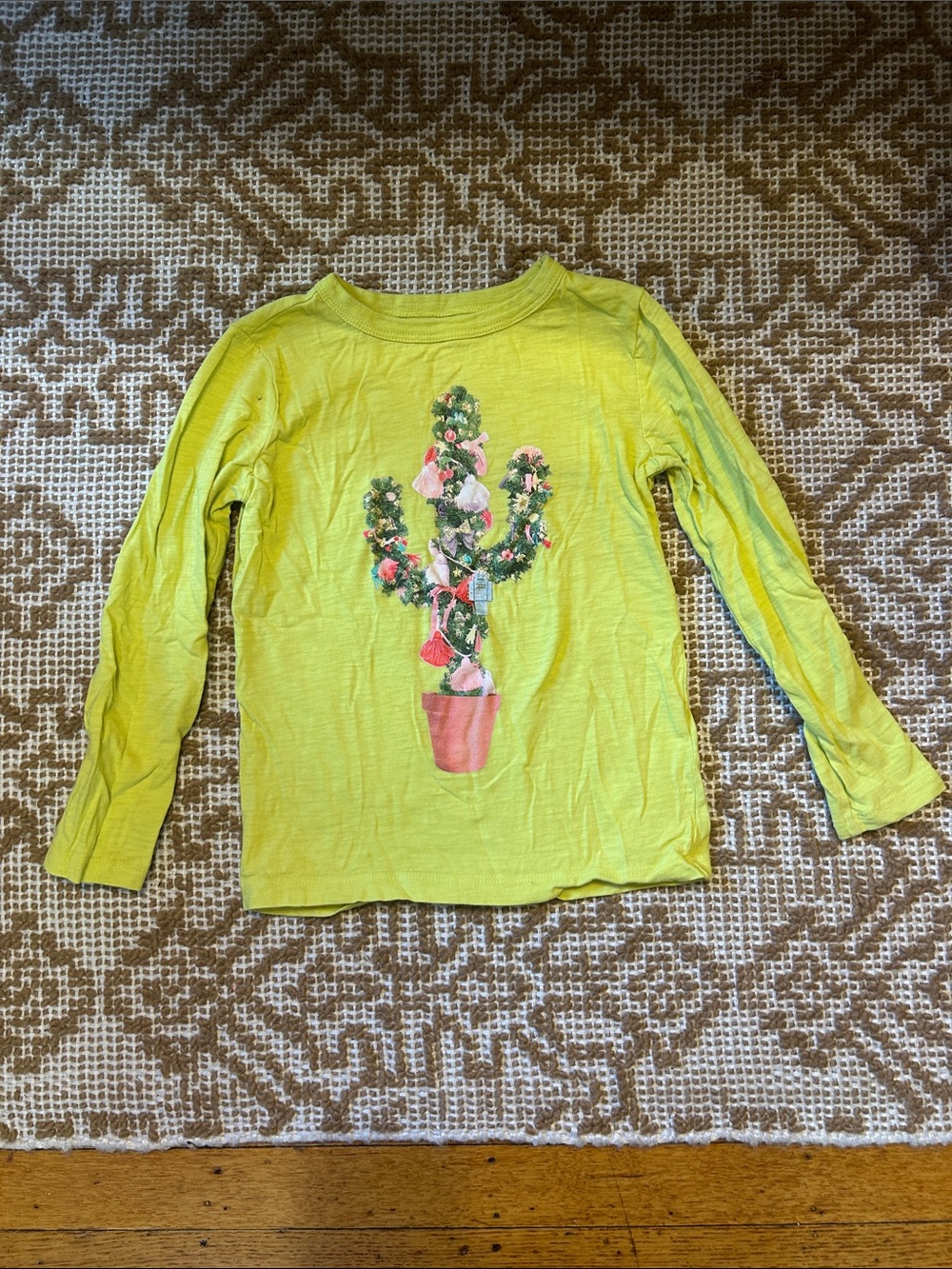 Crewcuts Lime Green Long Sleeve Tee Cactus Christmas Tree / FREE WITH PURCHASE